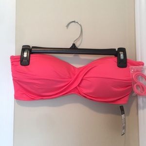 Neon peach/pink bandeau swim top